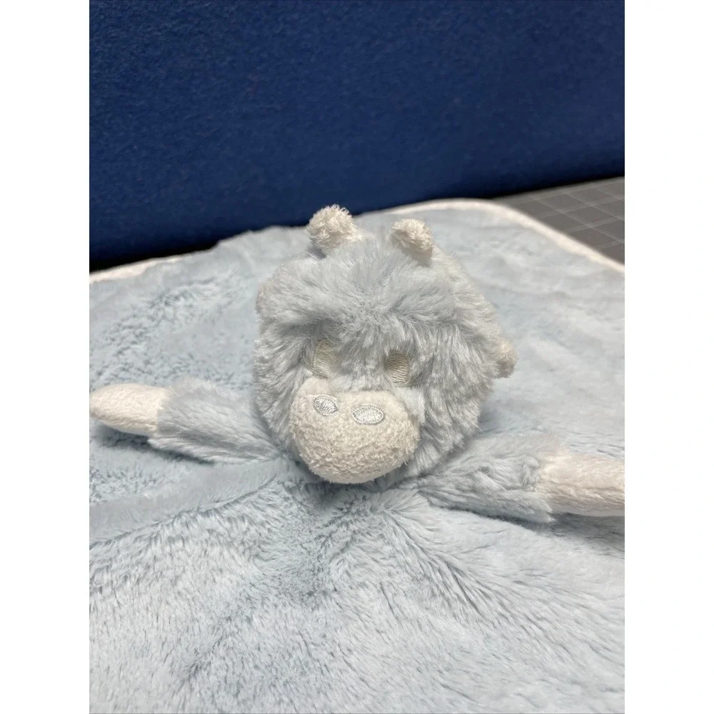 Love by Little Giraffe Blue White Plush Security Blanket/Lovey 14